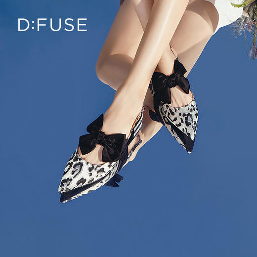 DFuse迪芙斯2023春季新款尖头真丝蝴蝶结低跟单鞋女鞋DF31114111 商品图7