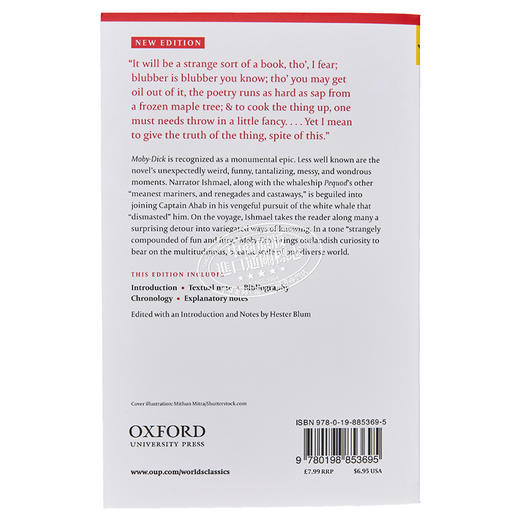 【中商原版】白鲸 牛津世界经典系列 Moby Dick 英文原版 Hester Blum Herman Melville 赫尔曼 麦尔维尔 美国莎士比亚 商品图1