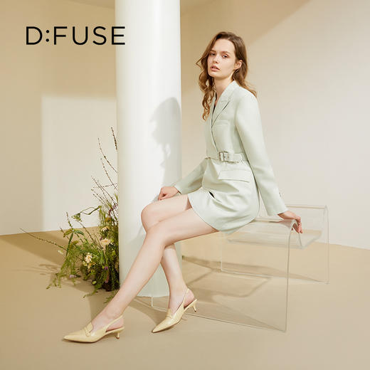 DFuse迪芙斯2023春季新款羊皮尖头后空细跟乐福鞋单鞋DF31114262 商品图13