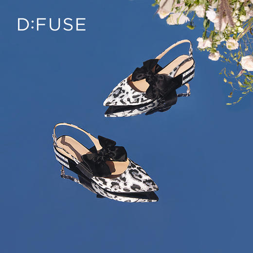 DFuse迪芙斯2023春季新款尖头真丝蝴蝶结低跟单鞋女鞋DF31114111 商品图9