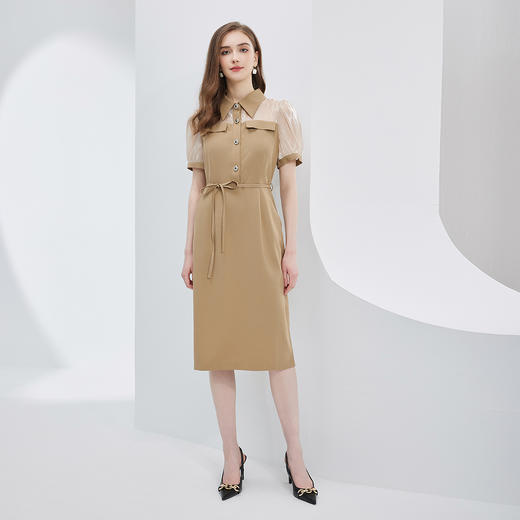 NF8U5斯尔丽瑟俪2023夏季新款撞色衬衣领款OL风连衣裙 商品图3