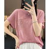 QHJY-JYA02351冰丝薄款绣花针织衫女23新款时尚短袖打底衫毛衣针织衫女上衣 商品缩略图6