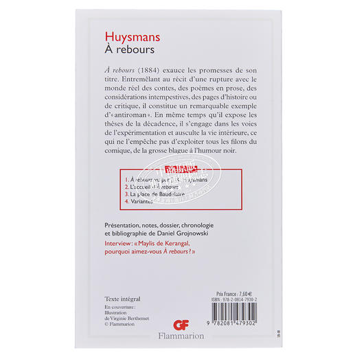 【中商原版】于斯曼 逆流 A rebours 法文原版 Joris Karl Huysmans 现实 散文 喜剧 经典 文学 商品图1