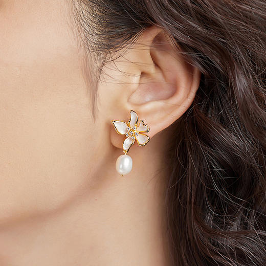 Manreya玛芮雅“月下玉兰”浪漫珍珠无痛耳夹法式复古气质简约 商品图2