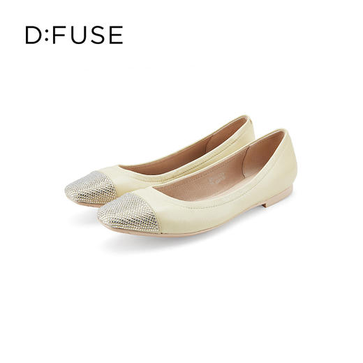 D:FUSE/迪芙斯春季新款羊皮方头烫钻平底蛋卷鞋单鞋DF31111306 商品图5