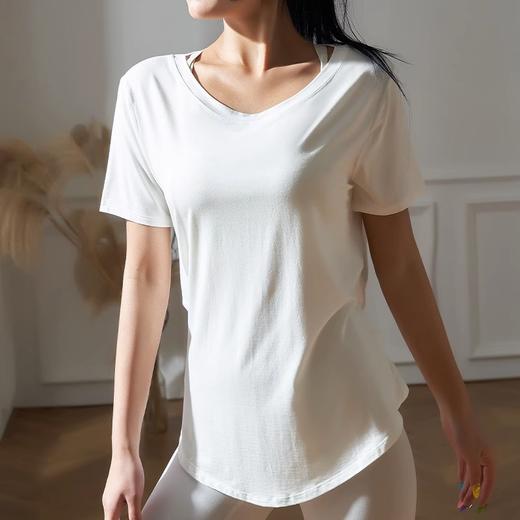 跃牌【健舞健美】系列系绳宽松短袖T恤健身运动罩衫 8915（无胸垫） 商品图3