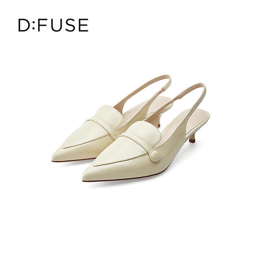 DFuse迪芙斯2023春季新款羊皮尖头后空细跟乐福鞋单鞋DF31114262 商品图6