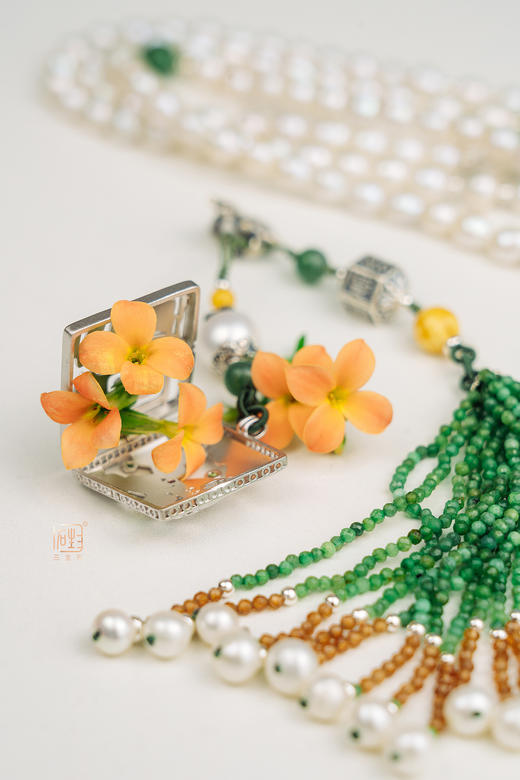 天然珍珠蜜蜡碧玉香囊设计款多用长链 商品图7