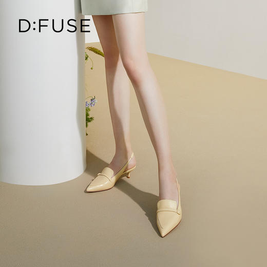 DFuse迪芙斯2023春季新款羊皮尖头后空细跟乐福鞋单鞋DF31114262 商品图12