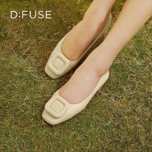 DFuse迪芙斯春季新款羊皮方头法式单鞋平底鞋软底DF31111402 商品图7