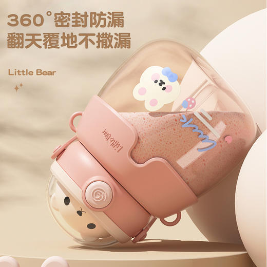 【可爱胖墩墩❗️萌趣小熊可爱大肚水杯】食品级材质密封防漏，情侣大容量，新款小熊儿童水杯高颜值吸管塑料杯学生便携粉丝专属 商品图2