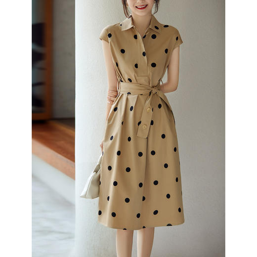 圆点大波点裙复古无袖纯棉显瘦衬衫连衣裙QZQ580574MG 商品图0