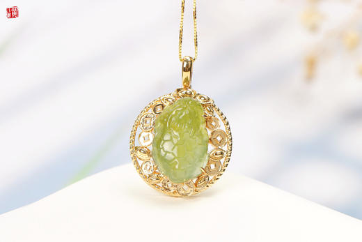 天然黄翡【龙龟】吊坠     镶嵌：18K金 商品图0