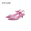 DFuse包头低跟凉鞋2023春季新款漆皮尖头钻扣单鞋女DF31114155 商品缩略图5