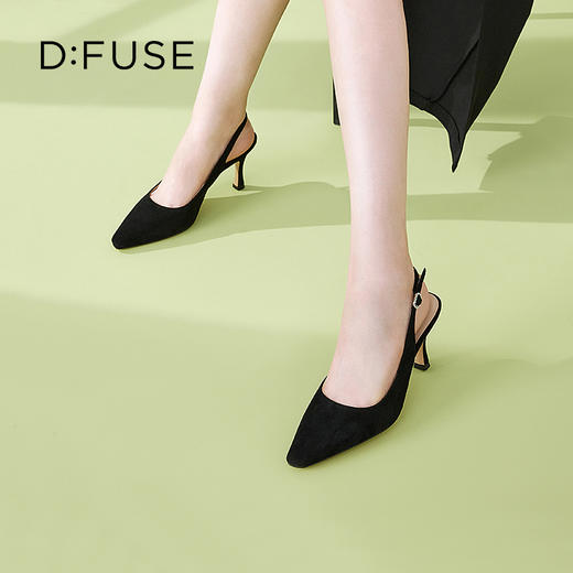 DFuse迪芙斯2023春季新款方头中后空细跟高跟单鞋女鞋DF31114105 商品图9