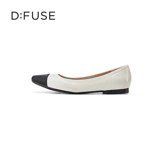 D:FUSE/迪芙斯春季新款羊皮方头烫钻平底蛋卷鞋单鞋DF31111306 商品图1