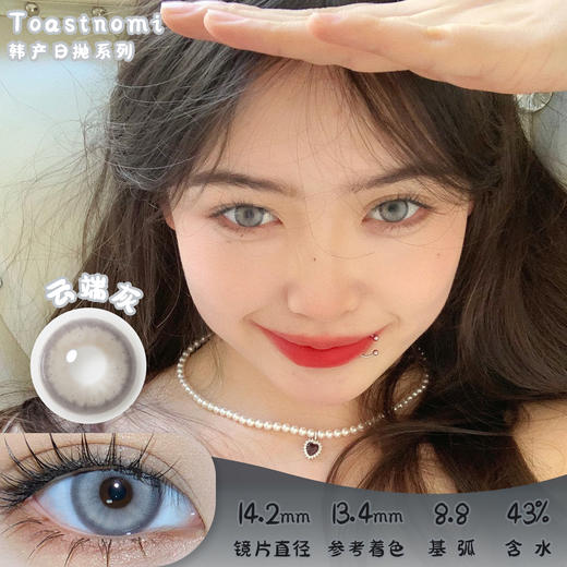 TOASTNOMI 云端灰 日抛 十片 14.2mm 着色 13.4mm 基弧8.7 含水43% 韩国进口 商品图0