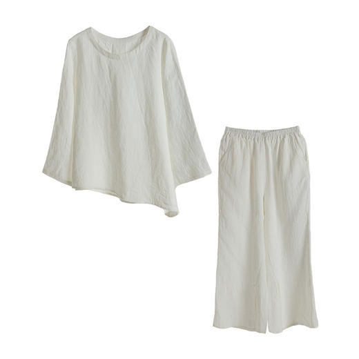 绽放426-427朵/身心灵套装禅服空气干洗亚麻七分袖T恤&双层长裤 商品图3