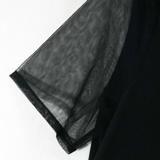 VIVIAN LIU R2327407春新款女装方领网纱袖修身优雅高级连衣裙 商品图3