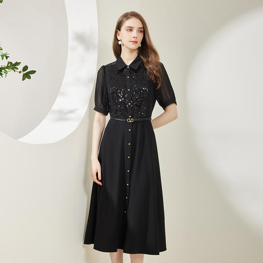 NF8S1斯尔丽瑟俪2023夏季新款拼接收腰小礼服感连衣裙 商品图0