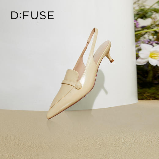 DFuse迪芙斯2023春季新款羊皮尖头后空细跟乐福鞋单鞋DF31114262 商品图14
