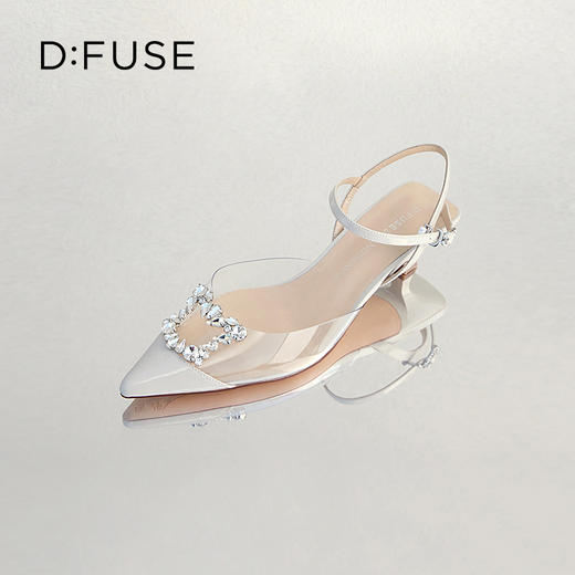 DFuse包头低跟凉鞋2023春季新款漆皮尖头钻扣单鞋女DF31114155 商品图9