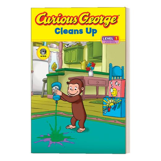 Collins柯林斯 英文原版 Curious George Cleans Up 好奇猴乔治打扫卫生 绘本 英文版 进口英语原版书籍 商品图1