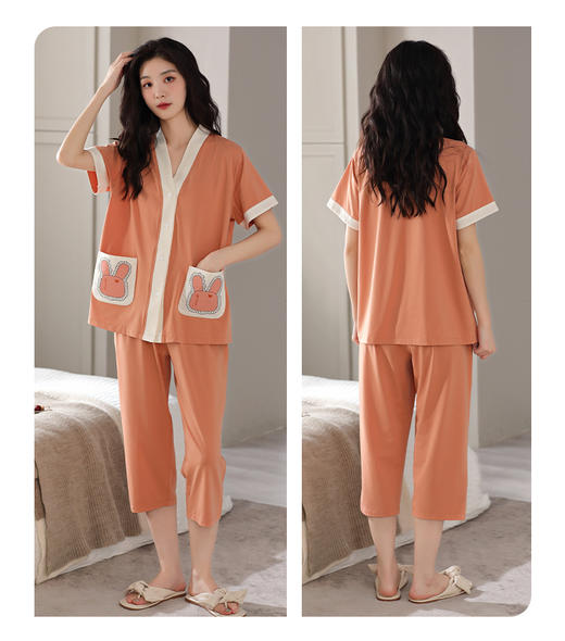 拼接边和尚领七分裤套装系列 商品图1