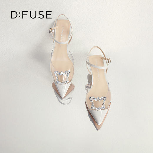 DFuse包头低跟凉鞋2023春季新款漆皮尖头钻扣单鞋女DF31114155 商品图10