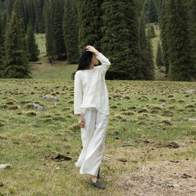 绽放426-427朵/身心灵套装禅服空气干洗亚麻七分袖T恤&双层长裤