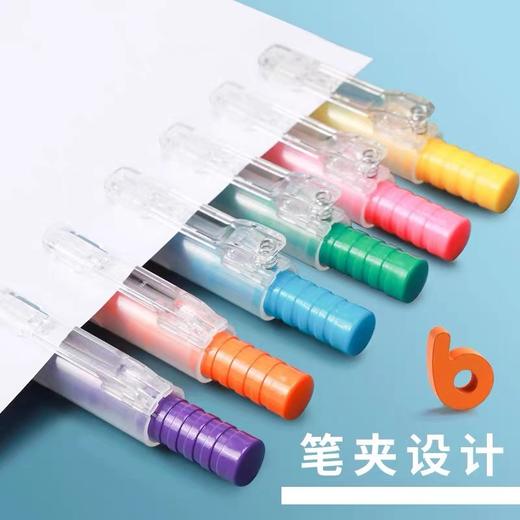 晨光27301按动荧光笔标记笔彩色记号笔粗划重点大容量荧光色笔6色做笔记手账多色彩笔 商品图2