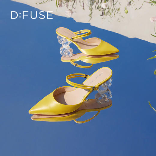 DFuse迪芙斯2023春季新款羊皮仙女水晶跟包头拖鞋单鞋DF31114045 商品图9