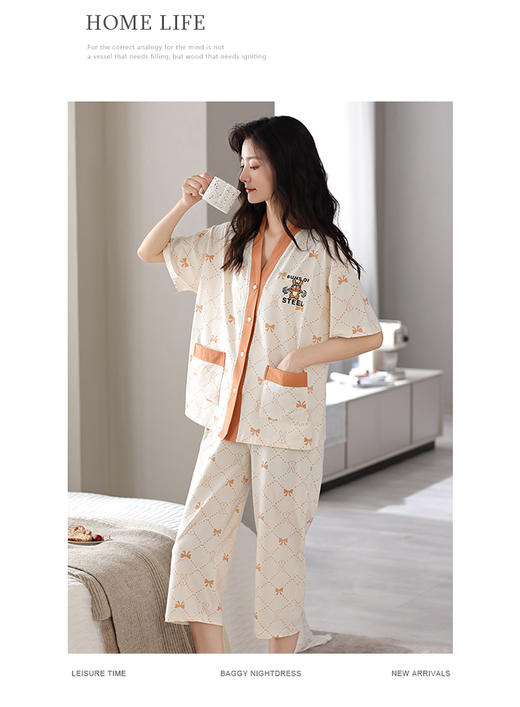 拼接边和尚领七分裤套装系列 商品图5