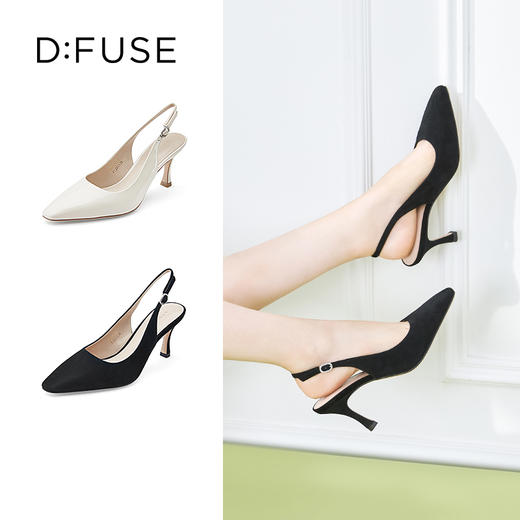 DFuse迪芙斯2023春季新款方头中后空细跟高跟单鞋女鞋DF31114105 商品图0