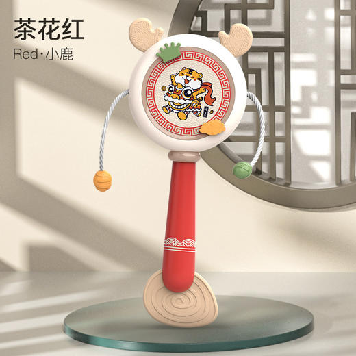 【柔软硅胶可啃咬，按摩宝宝牙床】采用奶嘴般材质，呵护宝宝口欲期，婴儿早教玩具国潮拨浪鼓宝宝安抚玩具0-3岁婴儿手摇 商品图4