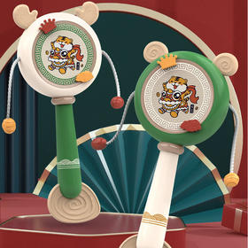 【柔软硅胶可啃咬，按摩宝宝牙床】采用奶嘴般材质，呵护宝宝口欲期，婴儿早教玩具国潮拨浪鼓宝宝安抚玩具0-3岁婴儿手摇