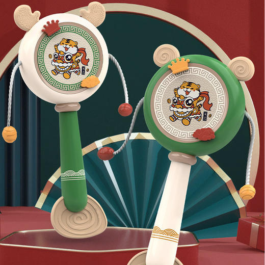 【柔软硅胶可啃咬，按摩宝宝牙床】采用奶嘴般材质，呵护宝宝口欲期，婴儿早教玩具国潮拨浪鼓宝宝安抚玩具0-3岁婴儿手摇 商品图0