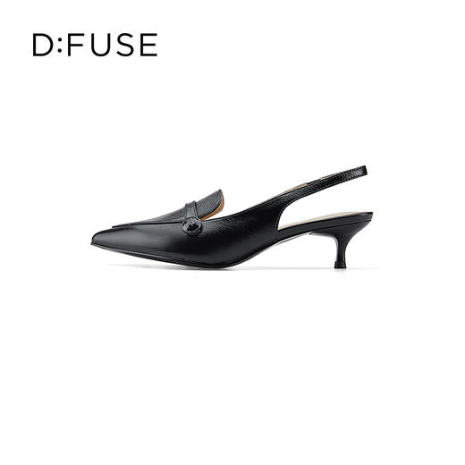DFuse迪芙斯2023春季新款羊皮尖头后空细跟乐福鞋单鞋DF31114262 商品图8