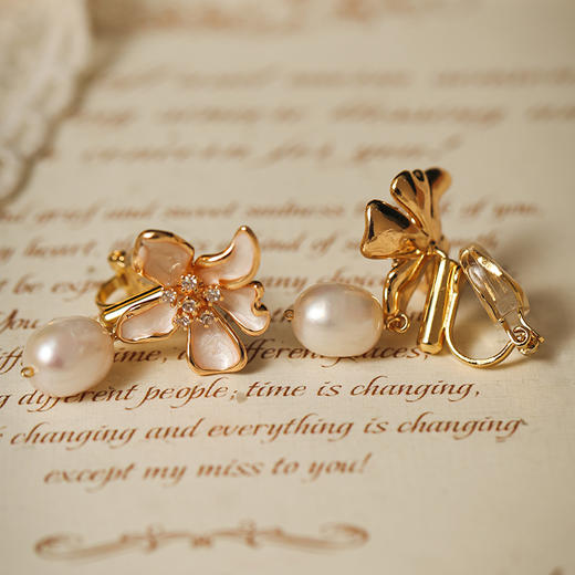 Manreya玛芮雅“月下玉兰”浪漫珍珠无痛耳夹法式复古气质简约 商品图5
