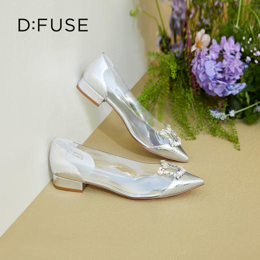 D:FUSE/迪芙斯秋季新品透明方形钻扣尖头平底单鞋DF31111156 商品图11