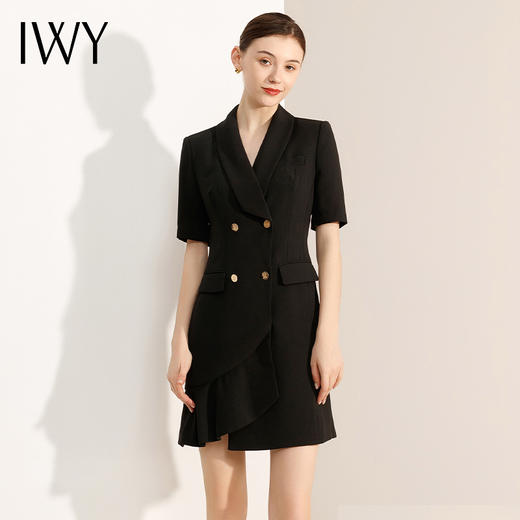 IWY/黑色西装连衣裙女夏季短袖新款高腰名媛气质女神范职业裙子Q11255 商品图6
