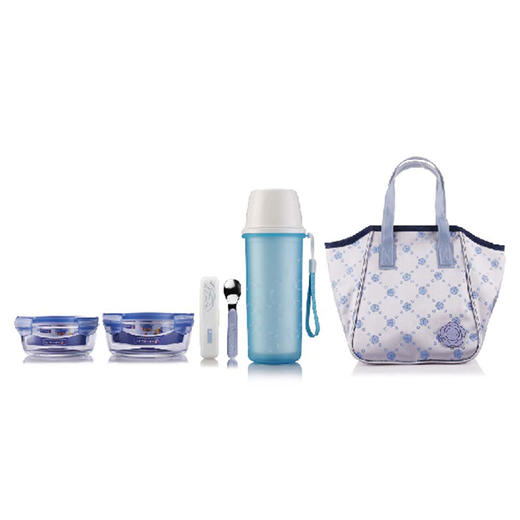 LC-S2507-N 乐美雅凡尔赛彩盒装五件套（中圆+小圆+双层随手杯+餐具勺子+小色丁布餐包） 商品图0