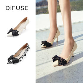 D:FUSE/迪芙斯春季新品豹纹高跟鞋蝴蝶结单鞋DF31111110