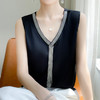 QHJY-8031丝绸真丝吊带背心女 夏季外搭西装打底外穿缎面无袖垂感V领上衣女 商品缩略图6