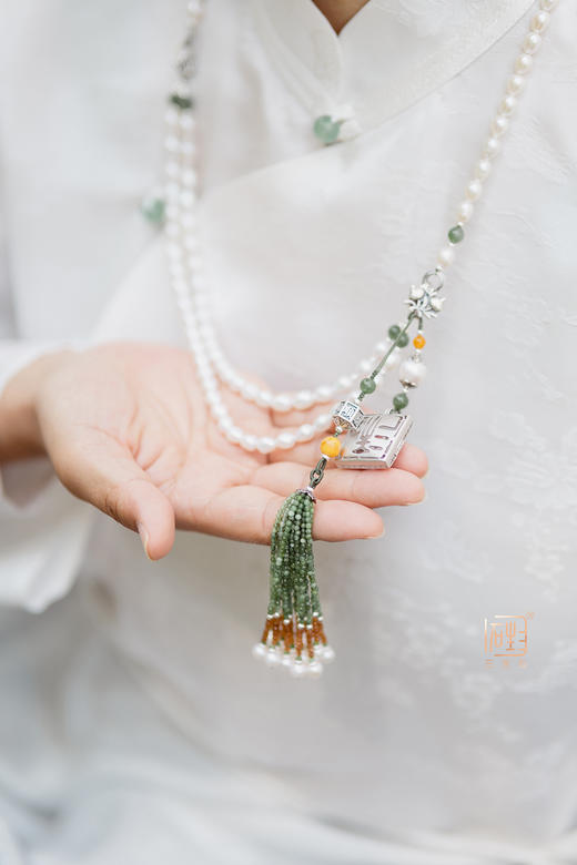 天然珍珠蜜蜡碧玉香囊设计款多用长链 商品图0