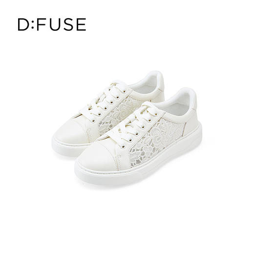 DFuse迪芙斯2023春季新款圆头刺绣蕾丝小白鞋休闲板鞋DF31112296 商品图2
