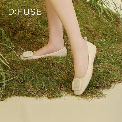 DFuse迪芙斯春季新款羊皮方头法式单鞋平底鞋软底DF31111402 商品图9