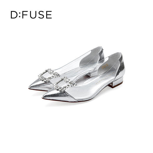 D:FUSE/迪芙斯秋季新品透明方形钻扣尖头平底单鞋DF31111156 商品图2