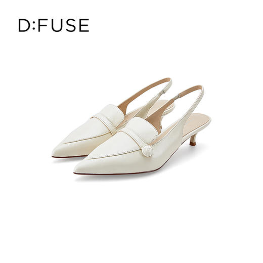 DFuse迪芙斯2023春季新款羊皮尖头后空细跟乐福鞋单鞋DF31114262 商品图3