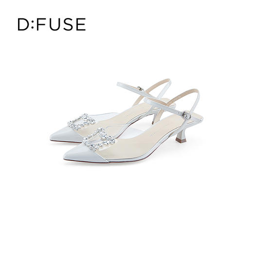 DFuse包头低跟凉鞋2023春季新款漆皮尖头钻扣单鞋女DF31114155 商品图2